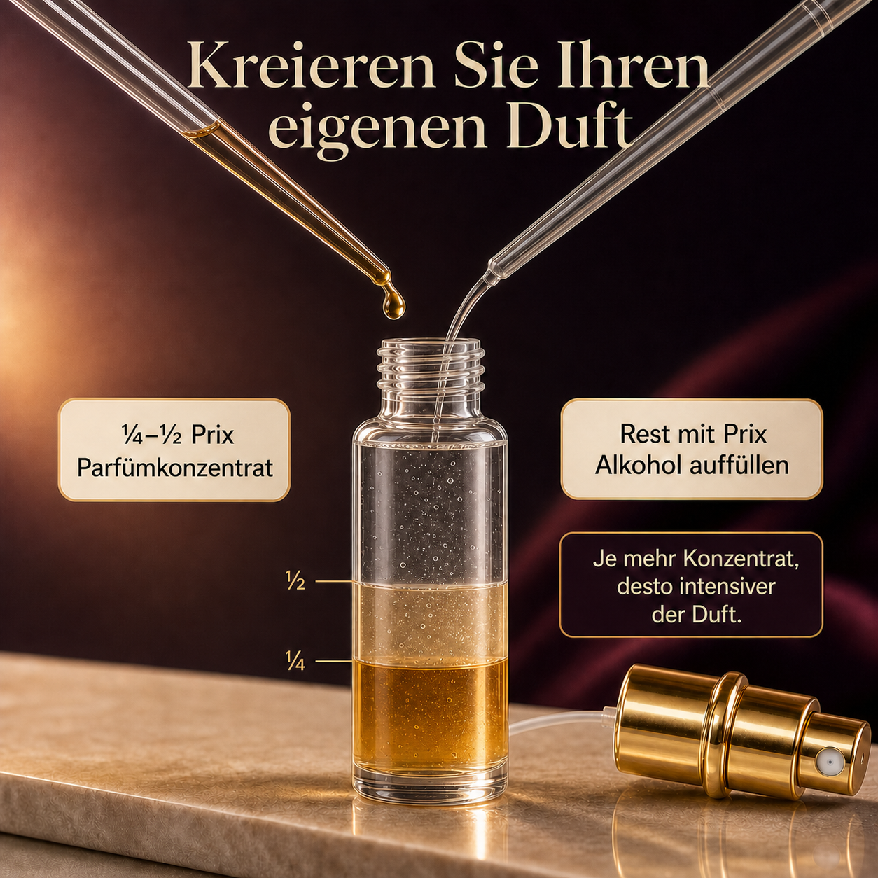 Zubehör und Duftkonzentrate aus dem Prix Parfüm-Set