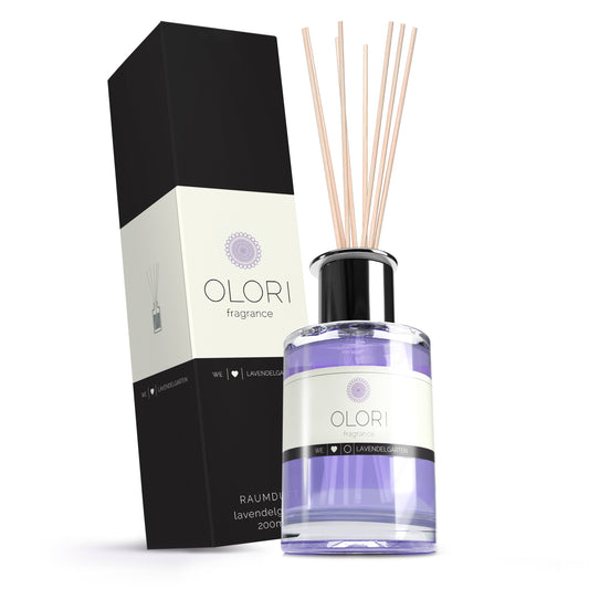 OLORI Raumduft Lavendel, 200-ml-Flakon mit Rattanstäbchen