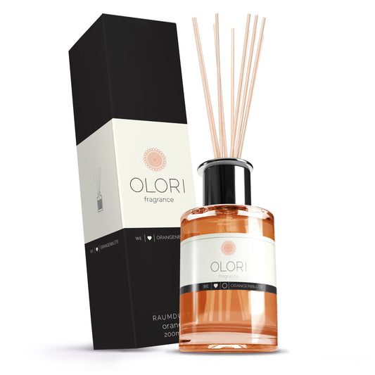 OLORI Raumduft Orangenblüte, 200-ml-Flakon mit Rattanstäbchen