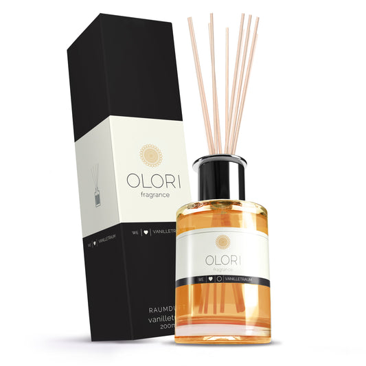 OLORI Raumduft Vanille, 200-ml-Flakon mit Rattanstäbchen
