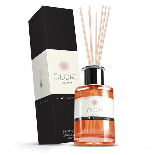 OLORI Raumduft Ylang-Ylang, 200-ml-Flakon mit Rattanstäbchen